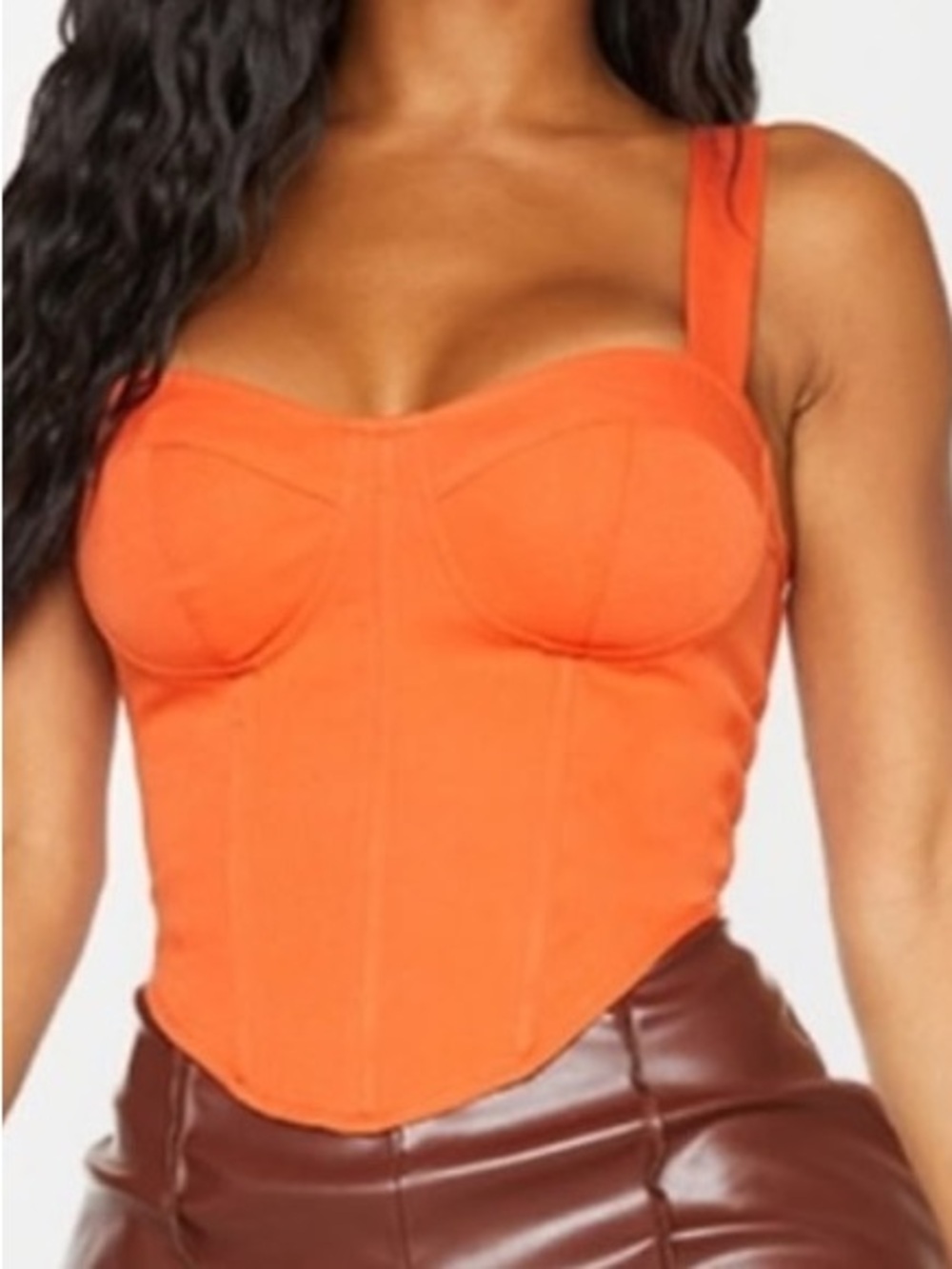 🧡🔥 PrettyLittleThing Orange Bustier Top | Bold Corset-Inspired Statement 💃✨